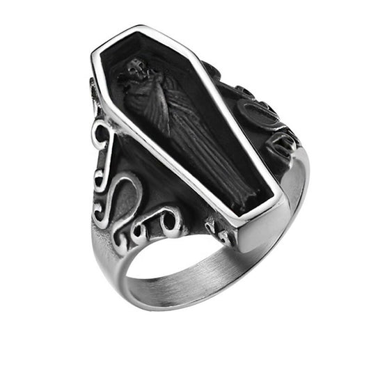 Men's Titanium Steel Portrait Ring – Polished Official Wealth Statement Band