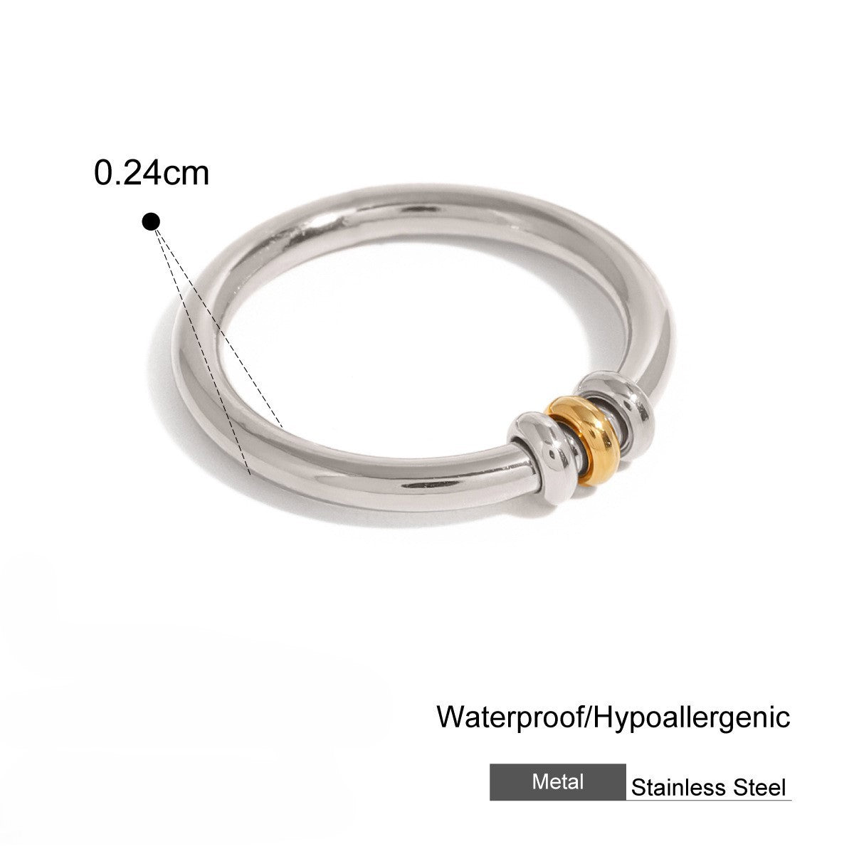 18K Gold Titanium Steel Geometric Joint Ring