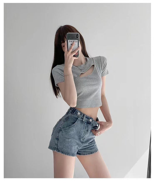 High Waist A-Line Denim Shorts | Wide Leg | Blue | Sizes S-XL