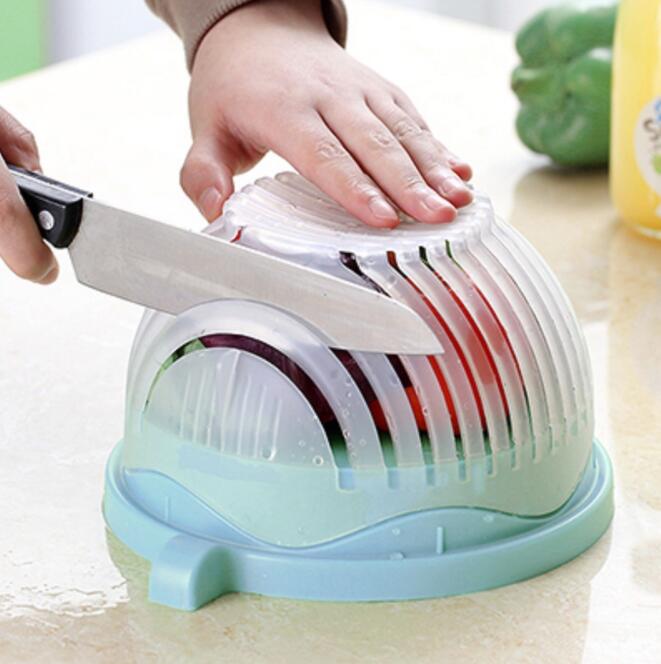 Salad Cutter Bowl — 2-in-1 Chopper, Drain Basket & Serving Bowl