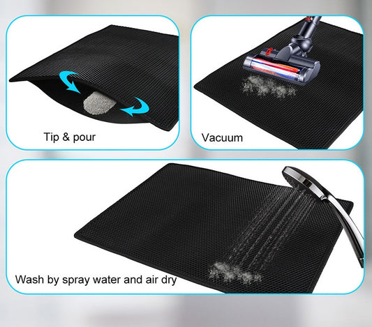 Waterproof Honeycomb Cat Litter Mat | EVA Foam Double-Layer Trapper