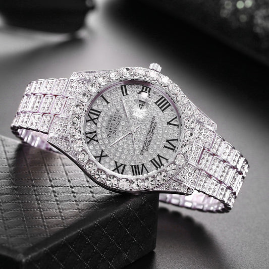 Roman Numeral Quartz Watch | Steel Band Men's Fashion Watch