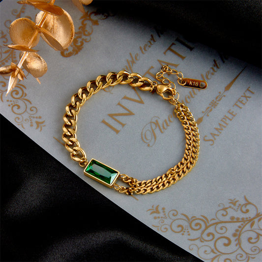 Cube & Chain Electroplated Titanium Steel Bracelet