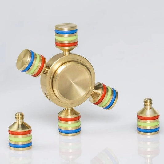 Three-Head Six-Arm Metal Gyro | Premium EDC Fidget Spinner | Silver & Gold