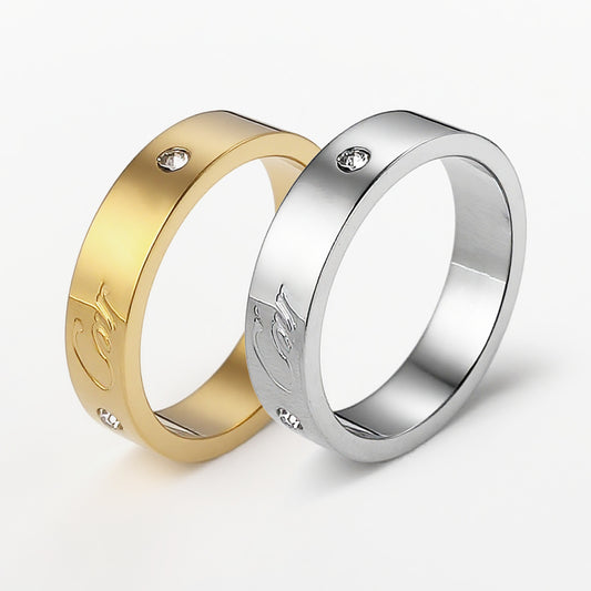 Cubic Zirconia Row Ring | Tarnish-Free Titanium Steel Band