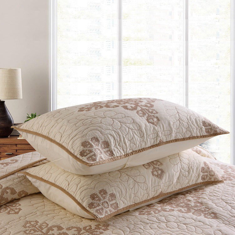 Quilted Pure Cotton Bedding Set – Washed Embroidered 3-Piece Duvet Cover