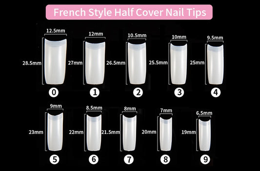 500-Piece Press-On Acrylic Nail Set – French & Full Cover