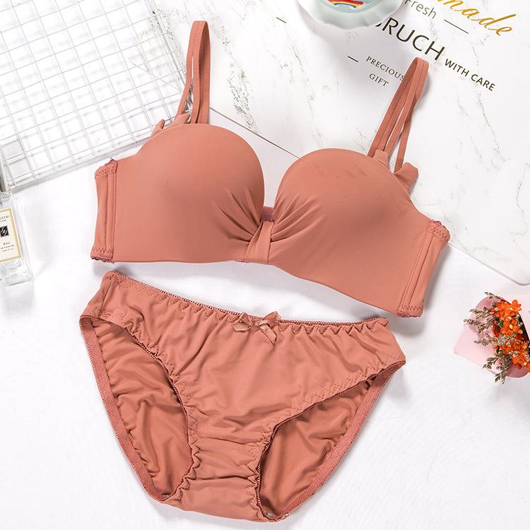 Women's Modal Gathered Bra Set | 1/2 Cup Removable Strap