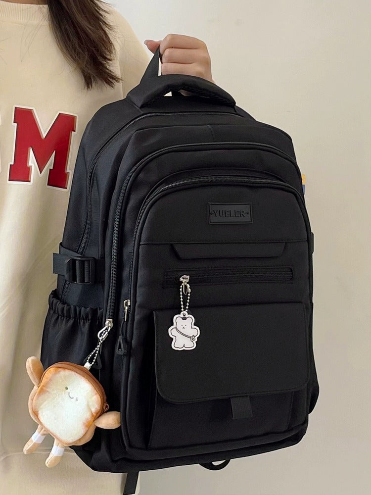 Large Capacity Solid Colour Backpack – Lightweight Nylon Everyday Bag
