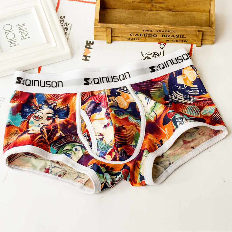 Men's Printed Cotton Boxer Shorts | Camouflage & Oil Painting Print