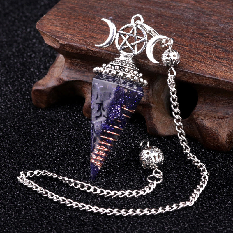 Hexagonal Pyramid Crystal Gemstone Pendant Necklace