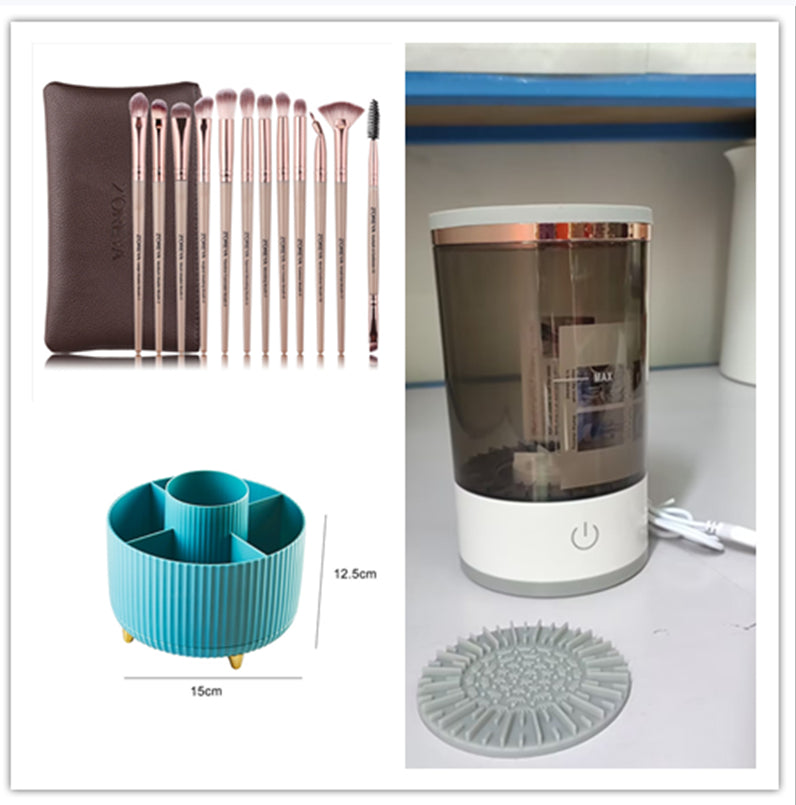Electric Makeup Brush Cleaner — USB Rechargeable Automatic Brush Spinner & Dryer