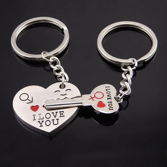 Magnetic Heart Lock & Key Couple Keychain | Romantic Gift | JP Collections