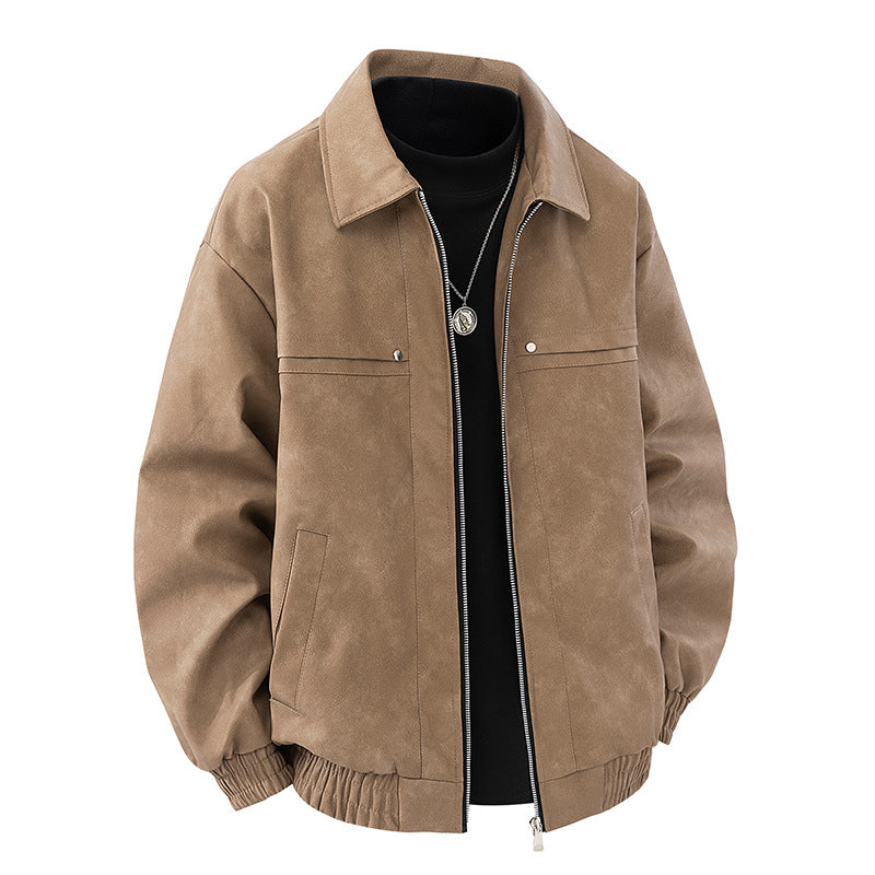 Men's Slim Fit Lapel Jacket | Casual Polyester Coat with Patch Pockets – M to 3XL