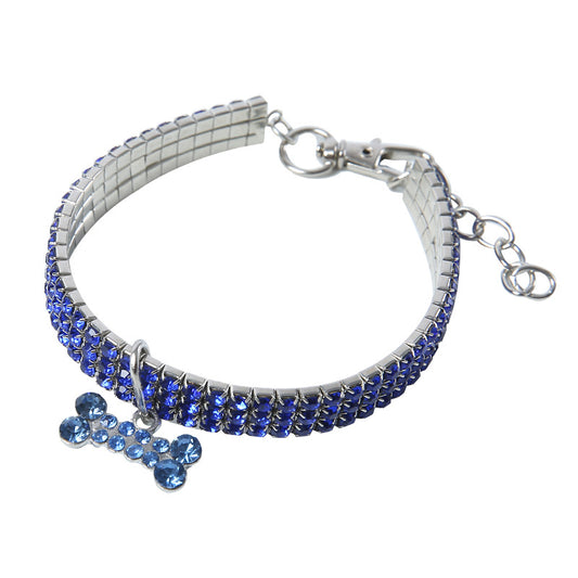Bling Rhinestone Dog & Cat Collar | Blue, Pink & White