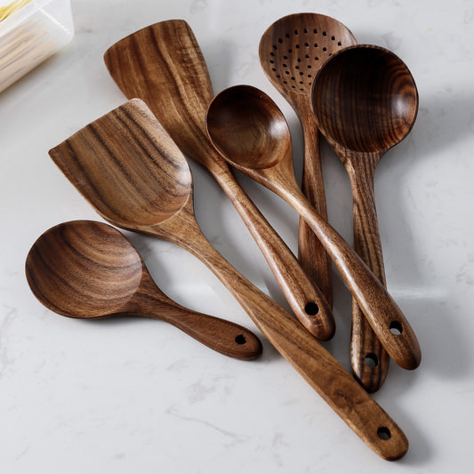 Natural Wood Kitchen Utensil Set