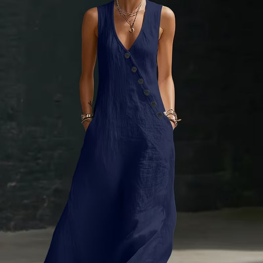 Women's Casual Polyester Dress | Dark Blue & Black