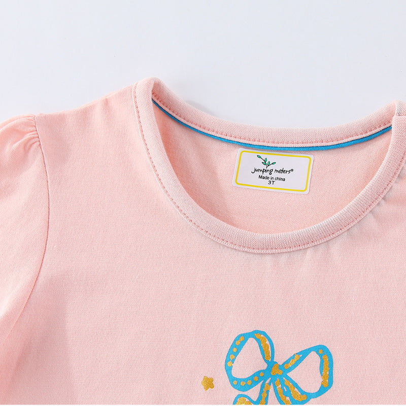 Girls' Cotton Cartoon Crewneck Short-Sleeve T-Shirt