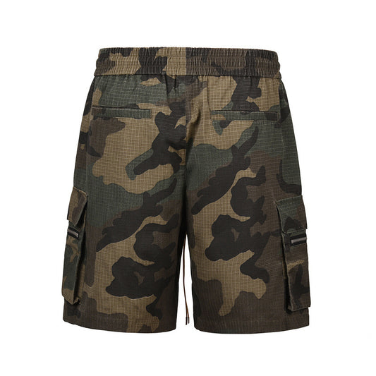 Men's Washed Camo Multi-Pocket Workwear Shorts