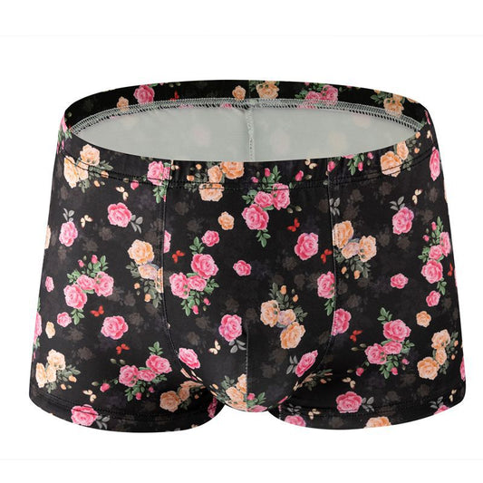 Men's Printed Milk Silk Boxer Briefs – 12 Designs Breathable Low-Waist