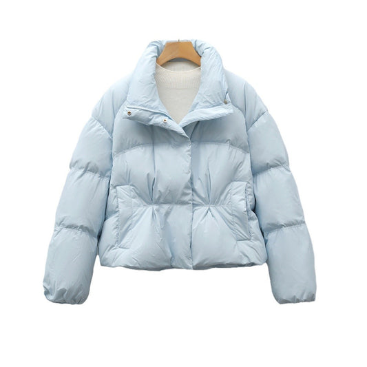 New Small Stand-collar Solid Color Simple Down Jacket For Women