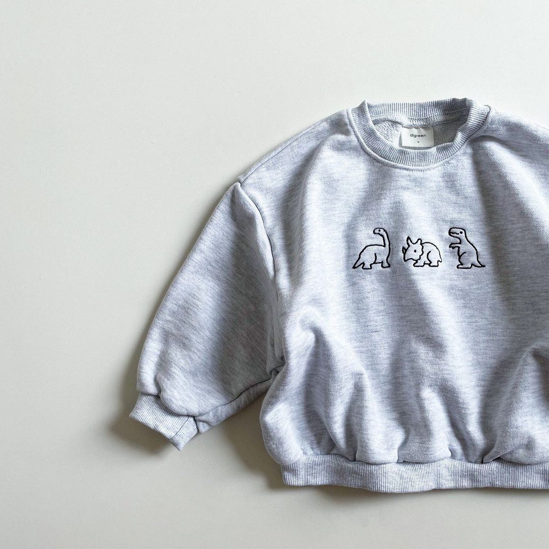 Toddler Dinosaur Embroidery Cotton Pullover Sweater | Baby Jumper