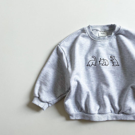 Toddler Dinosaur Embroidery Cotton Pullover Sweater | Baby Jumper