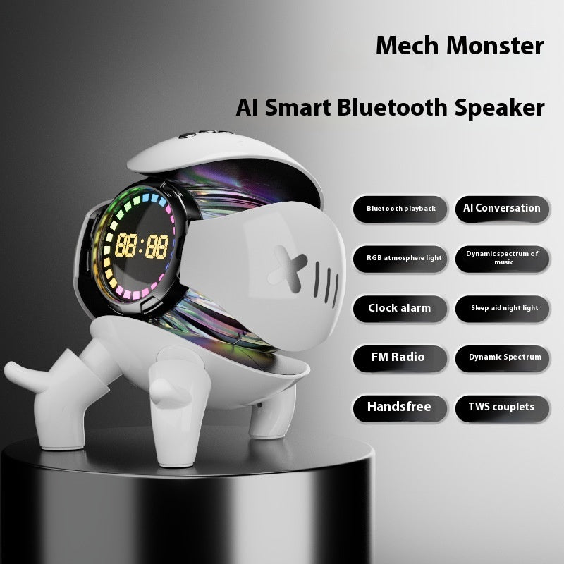 Mech Monster Bluetooth Speaker with Clock & RGB Light