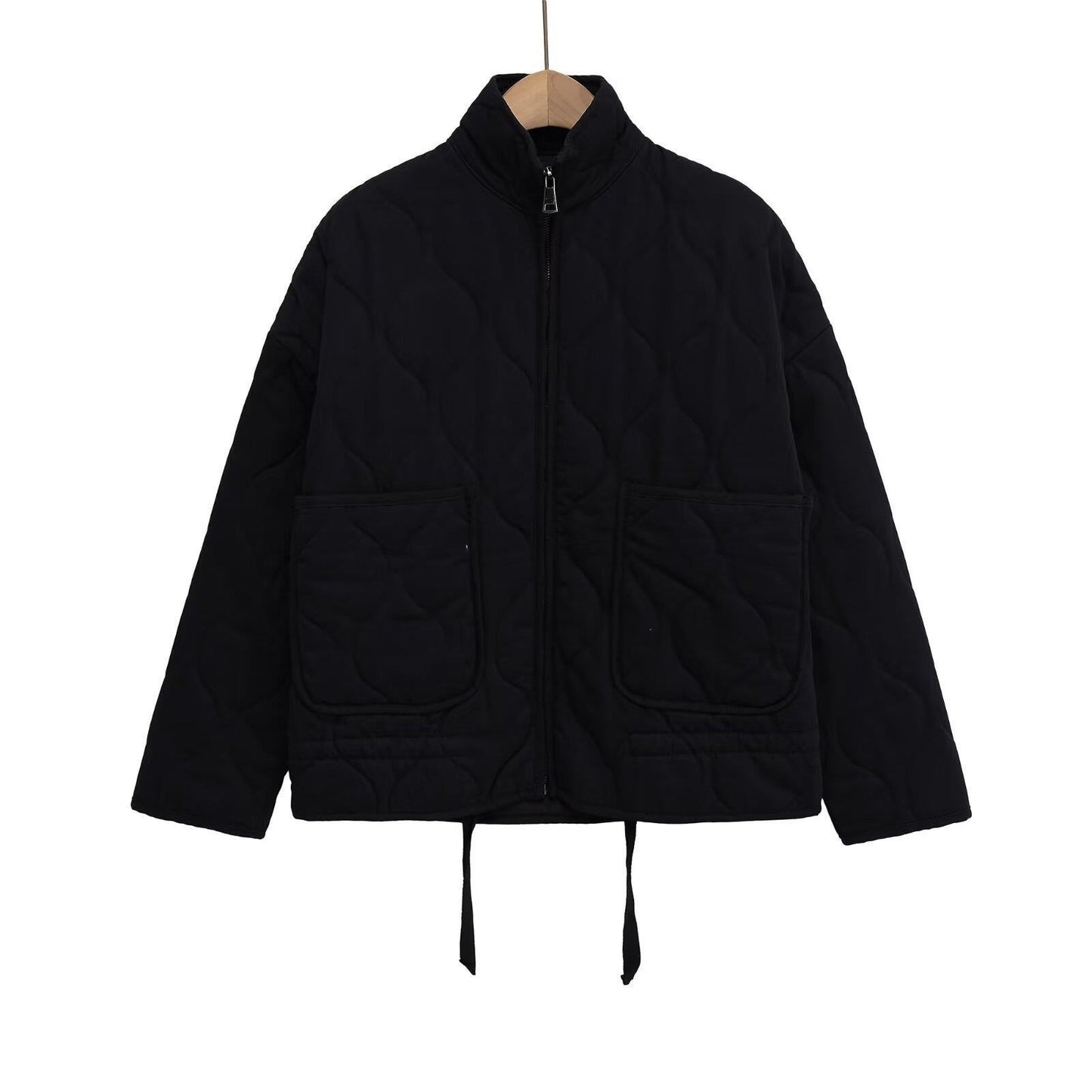 Women's Lace-Up Padded Coat with Pockets - 5 Colours