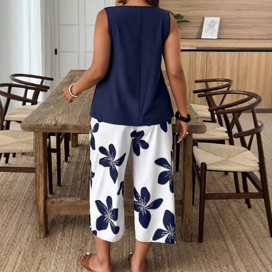 Women's Sleeveless Vest and Cropped Pants Co-ord Set
