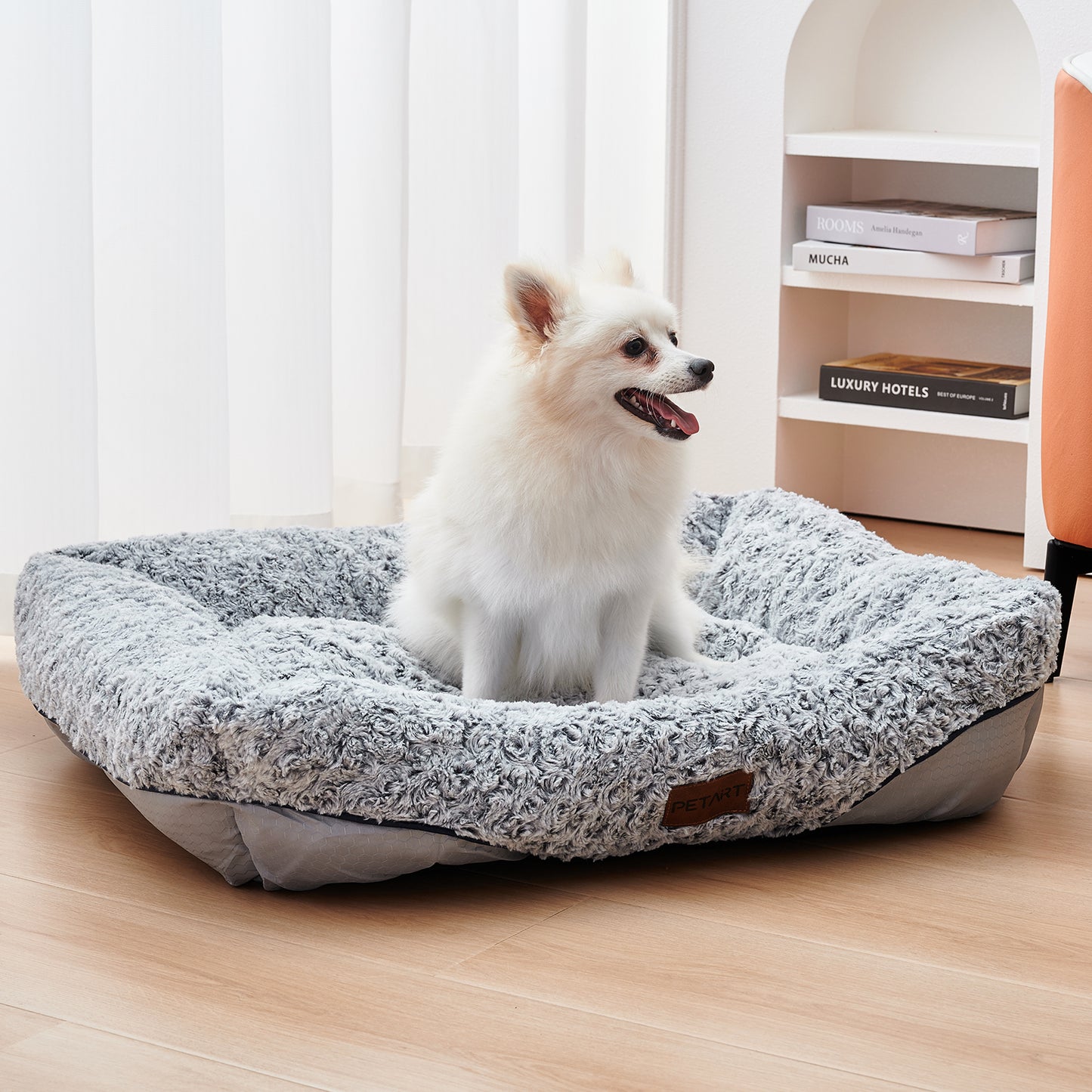 Swirl Rose Velvet Calming Dog & Cat Bed – Anti-Anxiety Donut Bed | S–L