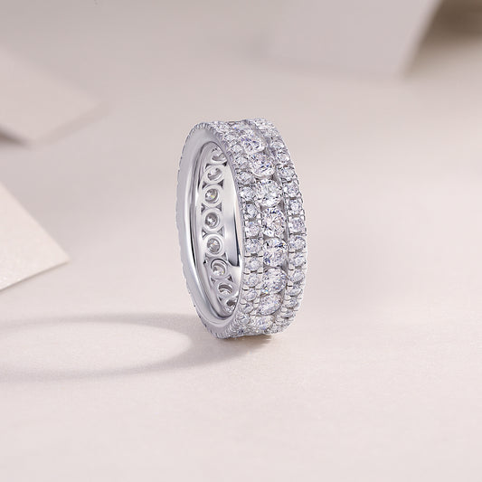 Moissanite 925 Sterling Silver Platinum-Plated Ring | Sizes 5-9 | GRA Certified