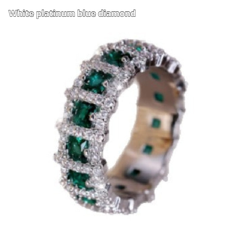 Full Crystal Row Ring | Platinum-Plated Copper Eternity Band