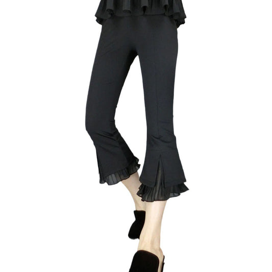 Women's High Waist Mesh Splice Cropped Trousers - Smart Casual