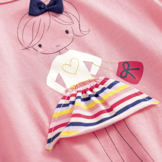 Baby & Girls Cartoon Print Short Sleeve T-Shirt – Summer Top