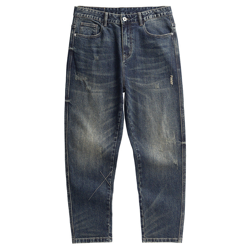 Men's Loose-Fit High-Waist Denim Jeans – Classic Blue, Waist Sizes 28–36