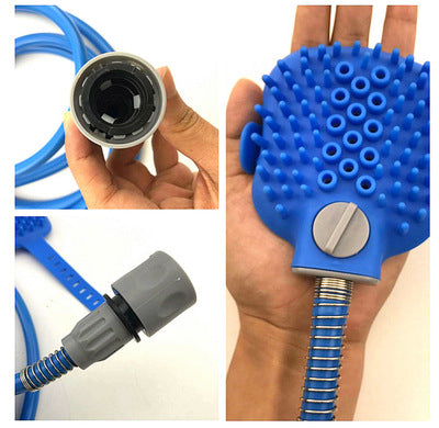 Dog Bath Glove with Spray Nozzle & Hose | Pet Washing Tool
