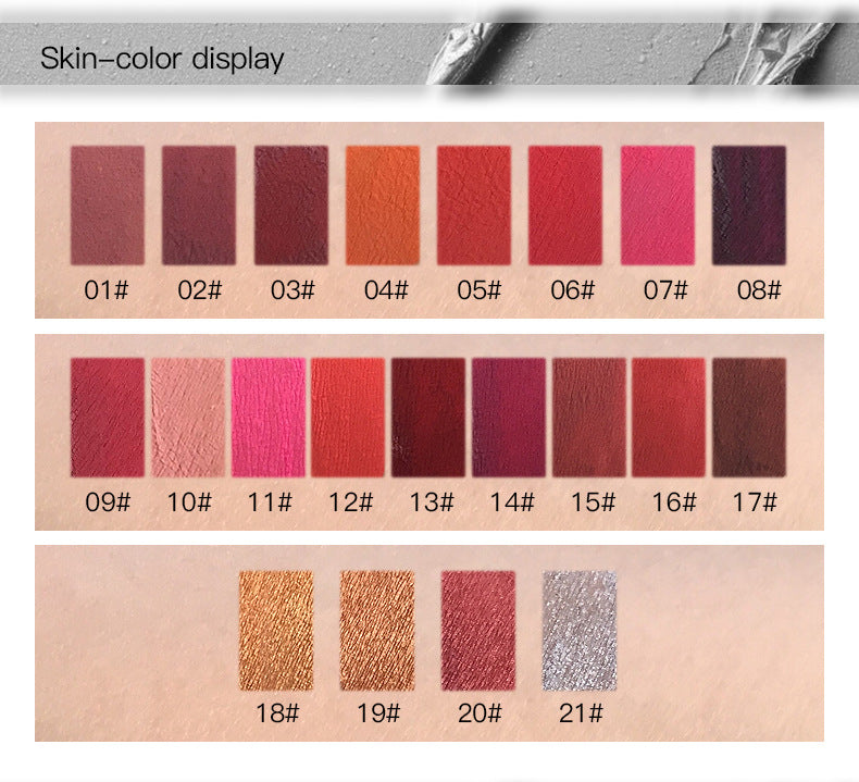 Matte Liquid Lip Gloss – Waterproof Long-Lasting 8ml, 21 Shades