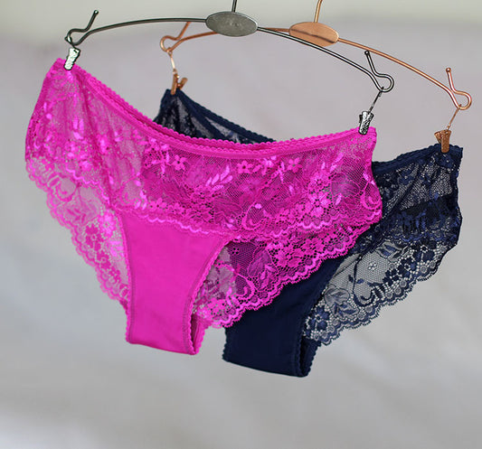 Women's Lace Trim Low-Rise Briefs - Seamless No-Trace Underwear