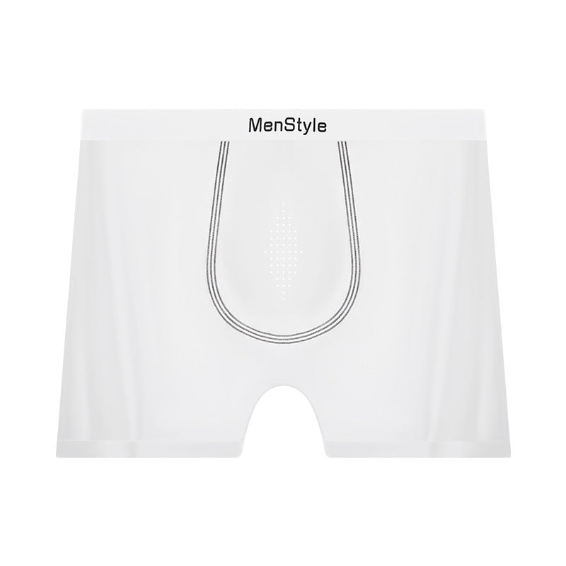Men's Seamless Nylon Boxer Briefs – Breathable Ice Silk Mid-Waist