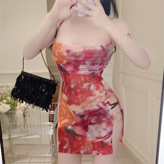 Women's Floral Print Sleeveless Mini Dress