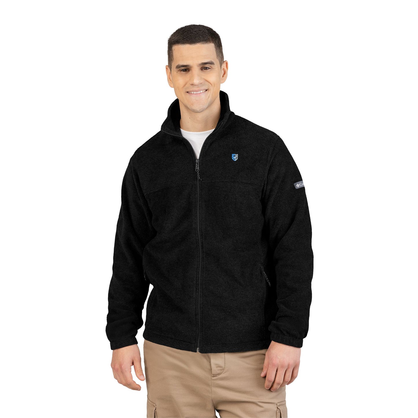 Columbia Embroidered Fleece Zip-Up Jacket | Charcoal Athletic Fit
