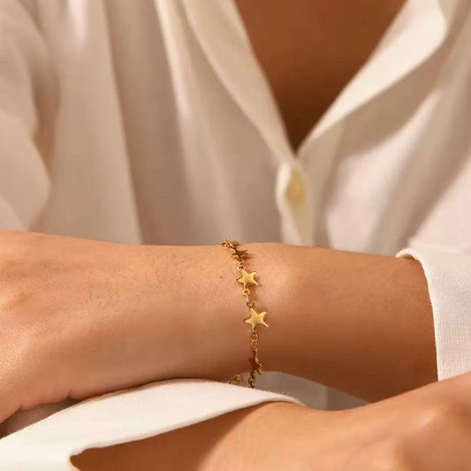 Star Design Electroplated Stainless Steel Chain Bracelet
