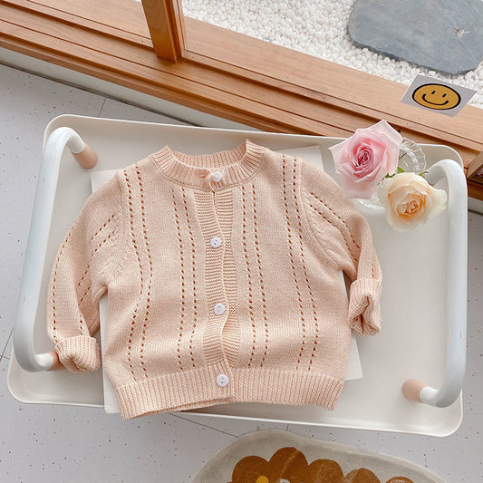 Kids Solid Knit Sweater Coat – Cotton Outerwear for Babies & Toddlers