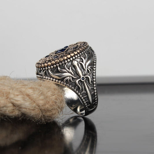 Women's Two-Tone Geometric Ring – Vintage European Style Alloy Band