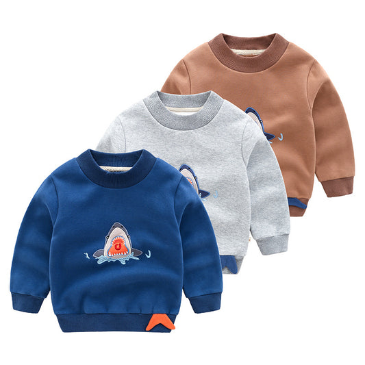 Boys' Fleece Hooded Pullover Sweatshirt | Cartoon Animal Print 90–140cm