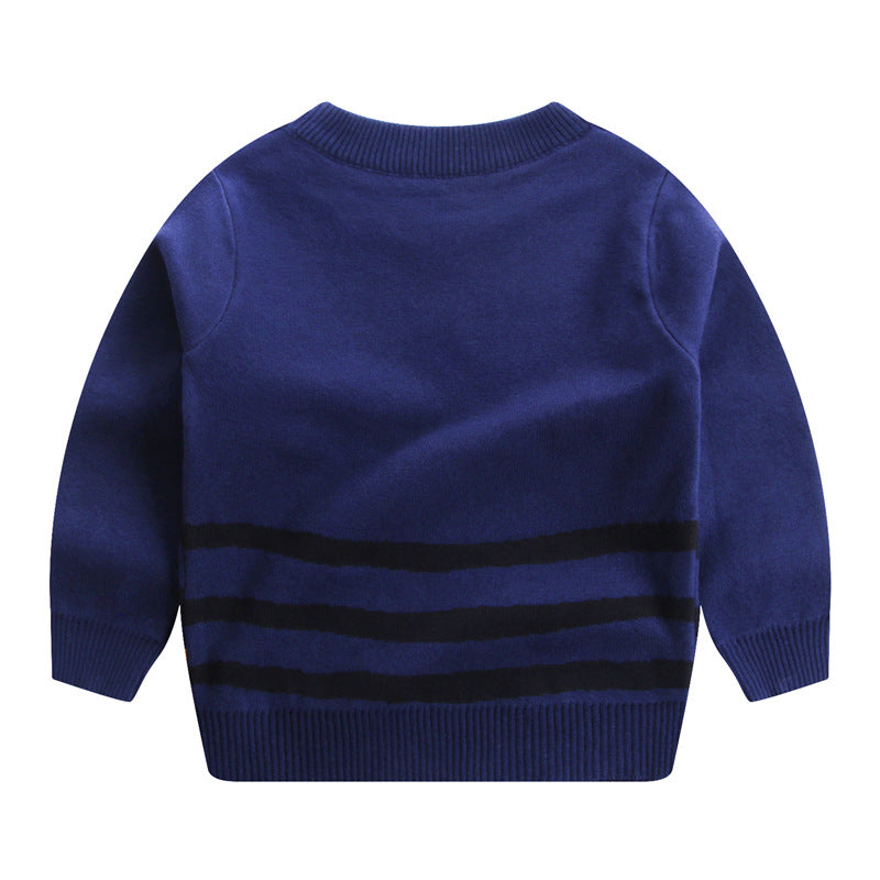 Kids Double-Layer Cotton Cartoon Print Sweater | Unisex Jumper