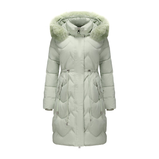 Women's Faux Fur Collar Padded Coat | Mid-Length Winter Coat