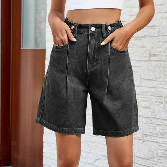 Women's Mid-Waist Denim Shorts | Adjustable Waist | 4 Colours