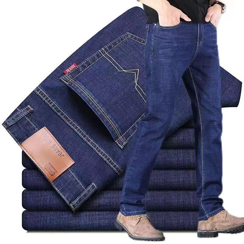 Men's Straight-Leg Denim Jeans – High-Waist in Black & Blue